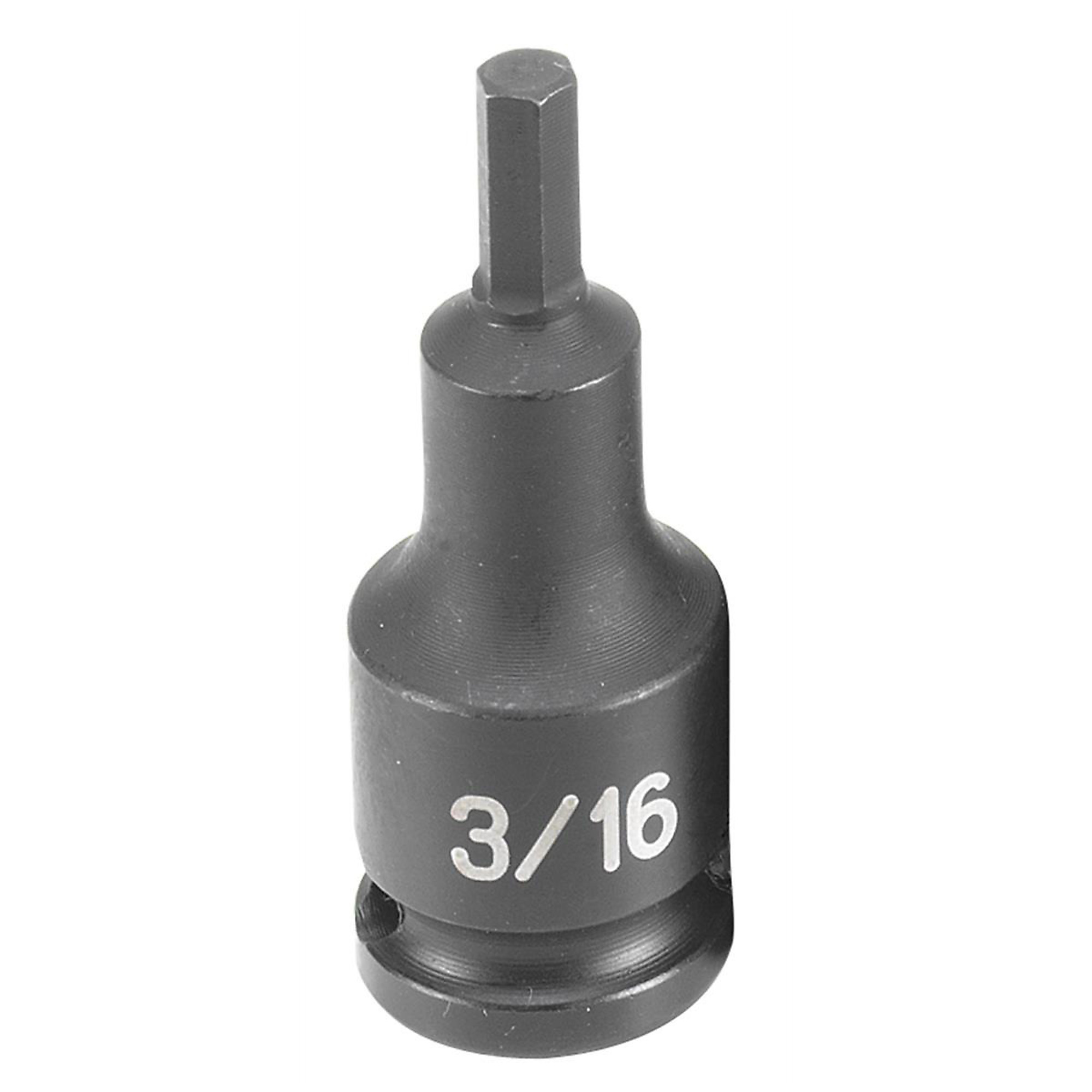 Grey Pneumatic Impact Hex Driver — 3/16in., 3/8in. Drive, Chrome-Molybdenum Steel, Model# GRE1906F